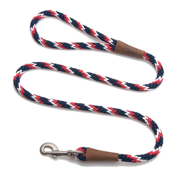 Mendota Clip Leash Small - lengths 3/8in x 6ft(10mm x1.8m) Made in the USA - Tricolour Pride