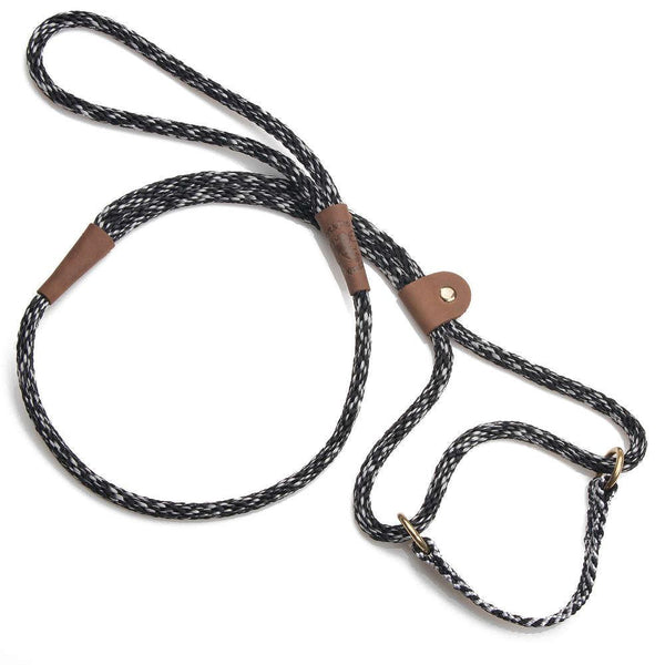 MENDOTA DOG WALKER - MARTINGALE LEASH - Made in the USA Length 3/8in x 6ft(10mm x 1.8m) - Salt and Pepper