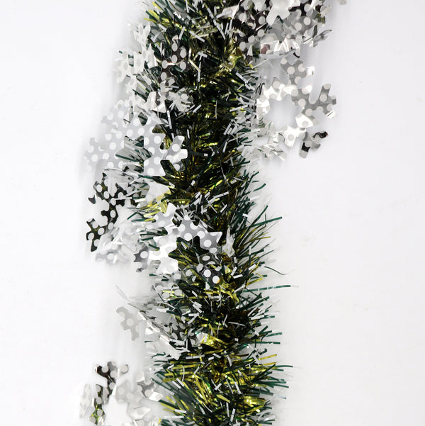 5x 2.5m Christmas Tinsel Xmas Garland Sparkly Snowflake Party Natural Home Décor, Snow in Black/Gold