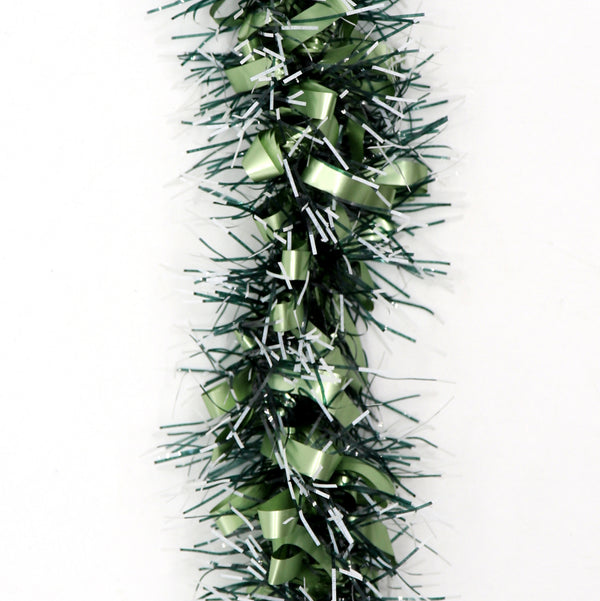 5x 2.5m Christmas Tinsel Xmas Garland Sparkly Snowflake Party Natural Home Décor, Bows (Black Light Green)