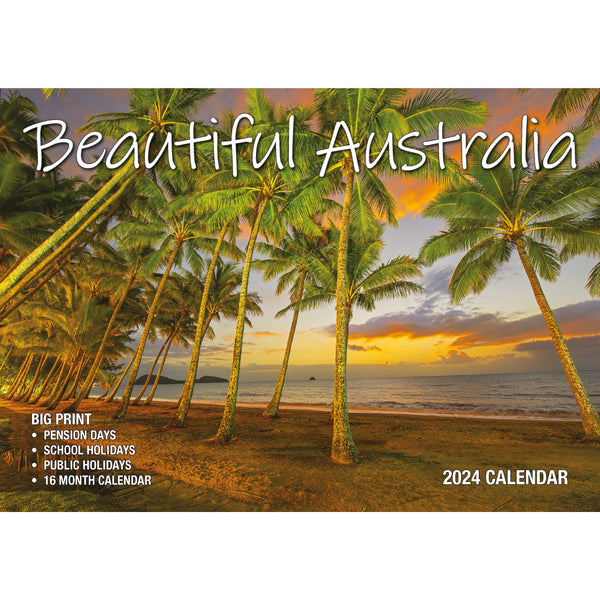 Beautiful Australia - 2024 Rectangle Wall Calendar 16 Months Scenic Landscapes