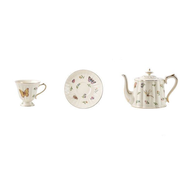 French coffee cup and saucer teapot set