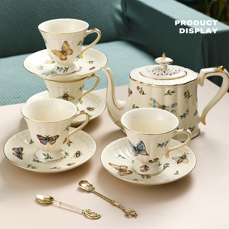 French coffee cup and saucer teapot set